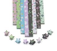 540 Stars Paper Strips DIY Hand Crafts Four-Leaf Clover Lucky Colorful Star 8 Different Styles Decoration Folding Paper for Arts Crafting Supplies, Teaching, DIY ,Four-Leaf Clover A