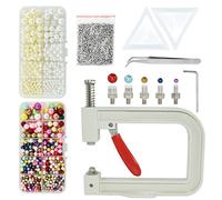 5400pcs Pearl Beads Hand Press Pearl Setting Tool Set, Beads Rivet Fixing Machine, DIY Handmade Pearl Setting Machine with Beads Nails Screw Heads Tweezers Wrench Trays for DIY Crafts Accessories