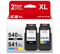 540XL 541XL Twin Pack Compatible for Canon 540 and 541 Ink Cartridges, Printer ink 540 541 XL, Ink cartridges 540 and 541 for Pixma TS5150 MG3650s MX475 MG3650 TS5151 MG4250 MG3600 MG3250 MG3550