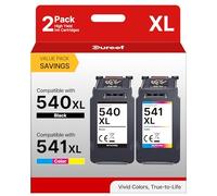 540XL and 541XL Ink Cartridges Twin Pack Replacement for Canon 540 and 541 Ink Cartridges PG-540XL Black CL-541XL Colour Printer Ink for Canon Pixma TS5150 TS5151 MG3600 TS5100 MG3650 MG3650S(2-Pack)