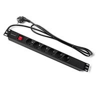 54468 Power Strip: Fusing Sockets: 6 250VAC 16A Black QOLTEC