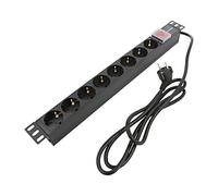 54469 Power Strip: Fusing Sockets: 8 250VAC 16A Black QOLTEC