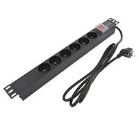 54470 Power Strip: Fusing Sockets: 6 250VAC 16A Black QOLTEC