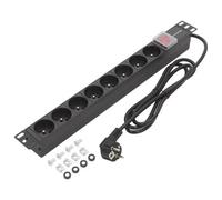 54471 Power Strip: Fusing Sockets: 8 250VAC 16A Black QOLTEC
