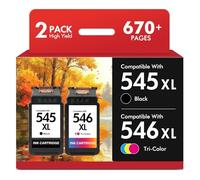 545 546 Ink Cartridges Replacement for Canon PG-545 CL-546 XL for Canon Pixma TS3355 TS3350 TS3300 TS3150 TR4550 TR4500 TS3450 TS3400 TR4650 (Black Color)