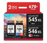 545 546 Ink Cartridges TS3350 TS3355 Replacement for Cannon 545 546 Ink Cartridges PG-545 CL-546 XL for Canon Pixma TS3150 TS3300 TR4550 TR4650 TR4500 MG2550 MG2551S Printer 545XL 546XL(Black Colour)