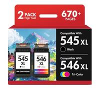 545 546 Ink Cartridges TS3355 TS3350 Replacement for Canon PG-545 CL-546 XL for Canon Pixma TS3300 TS3150 TR4550 TR4500 TS3450 TS3400 TR4650 (Black Color)