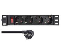 54603 Power Strip: Fusing Sockets: 4 250VAC 16A Black QOLTEC