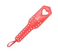 54cm Long Heart Shaped Cowhide Riding Crop with Black and red Elastic shaft-UKRB06 (Red)