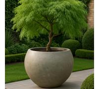 54cm Rustic Bowl Planter/Pot Round Stone Finish Outdoor Stonelite/Fibreclay