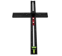 54cm Woodworking T Square with Bubble Level, Multi Angle Measuring Tool, Adjustable Combination Ruler for 90 45 Degree Layouts, Aluminum Alloy Straight with ABS Knobs for Cabi