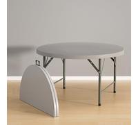 54in Portable Round Folding Table with Handle - Stylish Grey Outdoor Dining & Picnic Table for Camping, Events & Gatherings - Easy Storage & Setup, Ideal Grill Table