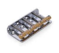54mm (2-1/8 inch) Vintage Fixed Short Bridge Duo-Sonic Bridge with Brass 3-Saddle and Iron Base Plate for 50's American Strat ST Vintage Fender Telecaster/Tele/TL Style Electric Guitar