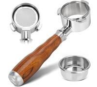 54mm Bottomless Portafilter 3 Ear with 1 Filter Baskets (Double Shots),100% Stainless Steel Portafilter,Fits Breville Espresso Barista Series BES870/878/880 Machine, Walnut Handle