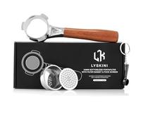 54mm Bottomless Portafilter - Naked for Breville Barista Express, Pro, Touch, Bambino Plus, Infuser, Duo Temp - Rosewood Handle, Flat Base, Includes 18-21 g Filter Basket & Puck Screen