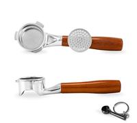 54mm Bottomless Portafilter - Naked for Breville Barista Express, Pro, Touch, Bambino Plus, Infuser, Duo Temp - Rosewood Handle, Flat Base, Includes 18-21 g Filter Basket & Puck Screen