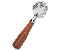 54mm Bottomless Portafilter, Stainless Steel Filter Basket with 3 Ears Handheld Naked Portafilter with Wooden Handle for 8 Series Coffee Machines (Style4 Round Ring Red Rosewood)