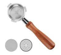54mm Bottomless Portafilter with 2 Puck Screen Compatible with Sage Breville Barista Series, Barista Express and More 54mm Models, Bottomless Portafilter with Solid Wood Handle