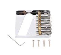 54mm Guitar Bridge, 6 String Metal Bridge with Brass Barrel Saddles, Replacement for Telecaster Electric Guitars, Easy Installation, High Durability