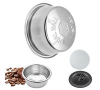 54mm Pressurised Stainless Steel Coffee Filter Basket Set, Double Wall with Puck Screen and Silicone Cleaning Blind Disk, Compatible with Sage Breville Barista Express, Pro, Touch and Infuser