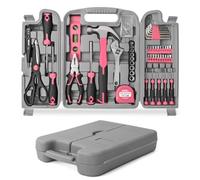 54pc Tool Set General Household Toolkit with Toolbox Storage Case, Pink Home & Office DIY Tool Kit Set, Essential Hand Tools Included for Basic Repairs, Maintenance & Home Improvement Projects