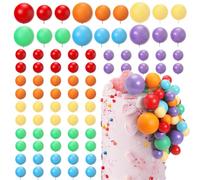 54Pcs Ball Cake Topper Decorations Rainbow DIY Cake Insert Topper Mini Foam Balls Cupcake Topper Decorations Foam Balls Cake Picks for Wedding Birthday Anniversary Baby Shower (Rainbow)