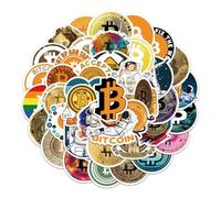 54PCS Bitcoin Stickers for Bumper,Helmet,Notebook,Scrapbook,Water Bottle,Luggage,Laptop,Digital Currency Waterproof Vinyl Sticker,Teens Adults Girls Decal,Virtual Currency Aesthetic Graffiti Decals