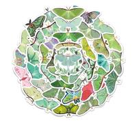 54PCS Cute Luna Moth Stickers for Water Bottle,Bumper,Phone,Suitcase,Computer,Notebook,Laptop,Cartoon Green Moth Insect Kawaii Waterproof Vinyl Sticker,Teens Adult Decal,Aesthetic Graffiti Decals