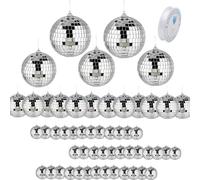 54PCS Disco Ball with Elastic Thread, Hanging Disco Ball Decor Ornaments Decorations for Christmas Tree 70s Disco Themed Party Wedding Dance Music Festival Club Stage(4inch,3.2inch,2inch,1.2inch)