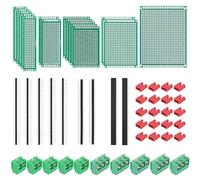 54Pcs Double-Sided PCB Board Kit in 5 Sizes Perfboard Includes 40-Pin 2.54mm Header Connectors for DIY Soldering Circuit Prototyping Compatible with for Arduino Kits