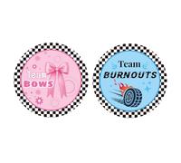54pcs Gender Reveal Stickers, 1.97in Pink & Blue He or She Gender Reveal Stickers Self-Adhesive Team Boy or Girl Label for Cake Cupcakes Candy Boxes & Invitations Decoration (Wheel Bow Style)