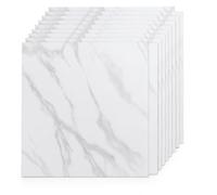 54PCS Self Adhesive Floor Planks, Peel and Stick Vinyl Flooring Square Tiles Cover 5.02m², Stone Effect/Marble Look Waterproof Floor Stickers for Kitchen, Living Room, Easy DIY (Premium White Marble)