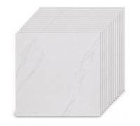 54PCS Self Adhesive Floor Planks, Peel and Stick Vinyl Flooring Square Tiles Cover 5.02m², Stone Effect/Marble Look Waterproof Floor Stickers for Kitchen, Living Room, Easy DIY (White Carrara Marble)