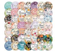 54Pcs Thank You Stickers, 1.73 Inch Thank You Sticker Labels Small Business, Floral Designs Thank You Stickers Labels for Packaging, for Envelopes, Bubble Mailers, Greeting Cards, Flower Bouquets