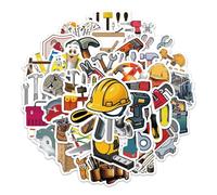 54PCS Tool Stickers for Luggage,Bumper,Scrapbook,Laptop,Helmet,Notebook,Water Bottle,Cartoon Toolbox Kawaii Waterproof Vinyl Sticker,Adults Teens Decal,Hard Hat Electricians Aesthetic Graffiti Decals
