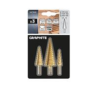 Step Drill Bits: 4-12, 4-20, 4-32mm, TiN, Set of 3 54T300