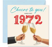 53rd Anniversary Card for Women Men - Cheers! Married Since 1972 - Happy 53 Year Anniversary Card for Companion Partner Husband Wife, 145mm Wedding Anniversaries Greeting Cards