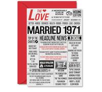 54th Anniversary Cards for Men Women - Married 1971 Newspaper - Happy 54 Wedding Anniversary Card for Husband Wife Dad Mum Nan Grandad Vintage Retro 1971, A5 Greeting Cards