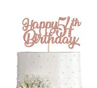 54th Birthday Cake Topper, Rose Gold Glitter Cheers To 54 Years Party Decoration, Supply
