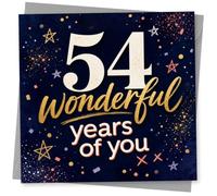 54th Birthday Card for Her, Bold Confetti Design