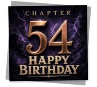 54th Birthday Card for Her, Chapter 54 Purple Lightning | CHAPTER 54 in large lettering over a dramatic purple lightning backdrop, giving her 54th birthday greeting real presence.