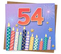 54th Birthday Card for Her, Colourful Stars Design