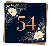 54th Birthday Card for Her, Elegant Floral Rose Gold Design