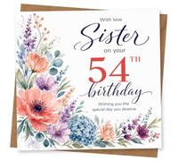 54th Birthday Card for Sister, Elegant Floral Design
