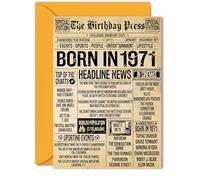 54th Birthday Card for Women Men - Bday Press Newspaper 1971 - Happy 54 Birthday Cards for Nan Wife Dad Brother Neighbour Husband, 5x7 Inch Bday Greeting Cards