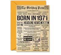 54th Birthday Card for Women Men - The Birthday Press Newspaper - Happy 54 Birthday Cards for Uncle Neighbour Colleague Cousin Son Husband, A5 Bday Greeting Cards