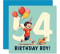 54th Birthday Cards for Men - Balloon Boy - Happy Birthday Card for 54 Year Old Man Son Friend Dad Colleague, 145mm Bday Greeting Cards