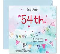 54th Birthday Cards for Men - Party Bunting - Happy Birthday Card for 54 Year Old Man Son Friend Dad Colleague, 145mm Bday Greeting Cards