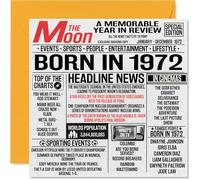 54th Birthday Cards for Women and Men, Born In 1972 Newspaper