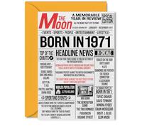 54th Birthday Cards for Women Men - Born In 1971 Newspaper - Happy 54 Birthday Card for Dad Mum Aunt Uncle Vintage Retro Back In 1971, 5x7 Inch Bday Greeting Cards